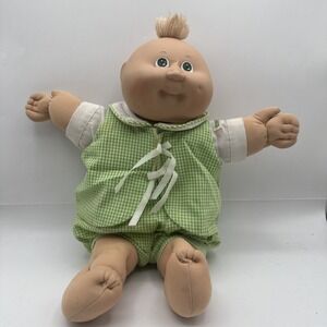 Cabbage Patch Kids Vintage Doll 1985 HM3 Green eyed Wheat Tuft Preemie Dimple OK